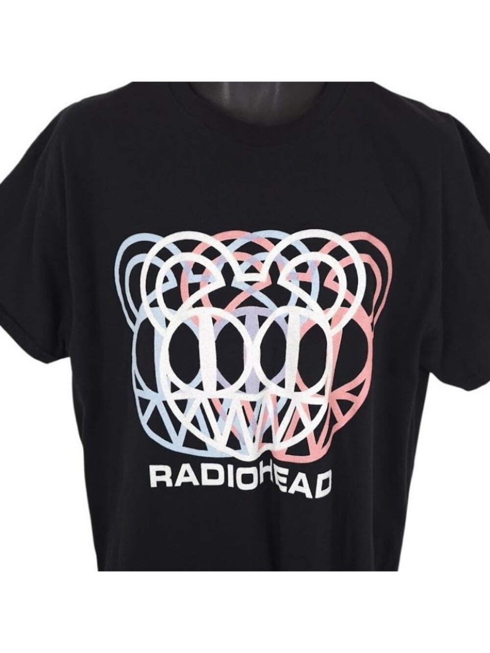 Radiohead T Shirt Mens Size XL Black Dizzy Glitch Logo Band Tee